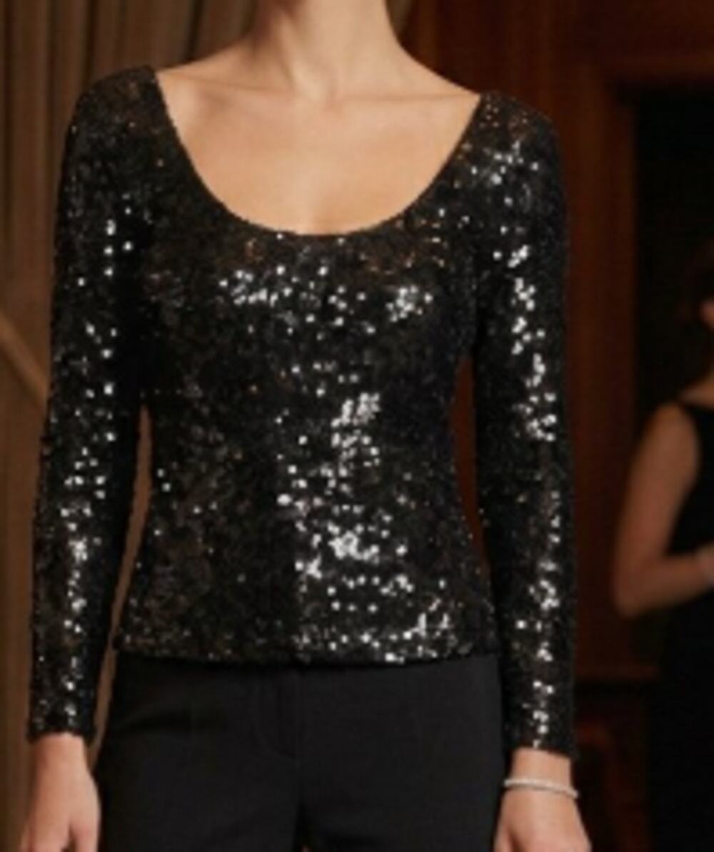 Lillie Rubin Vintage 1980's Black Sequined Top sz M New Old Stock